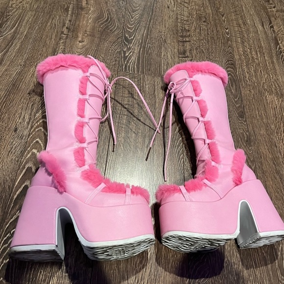 Dolls Kill Shoes Pink Pure Vigilance Platform Dollskilldemonia